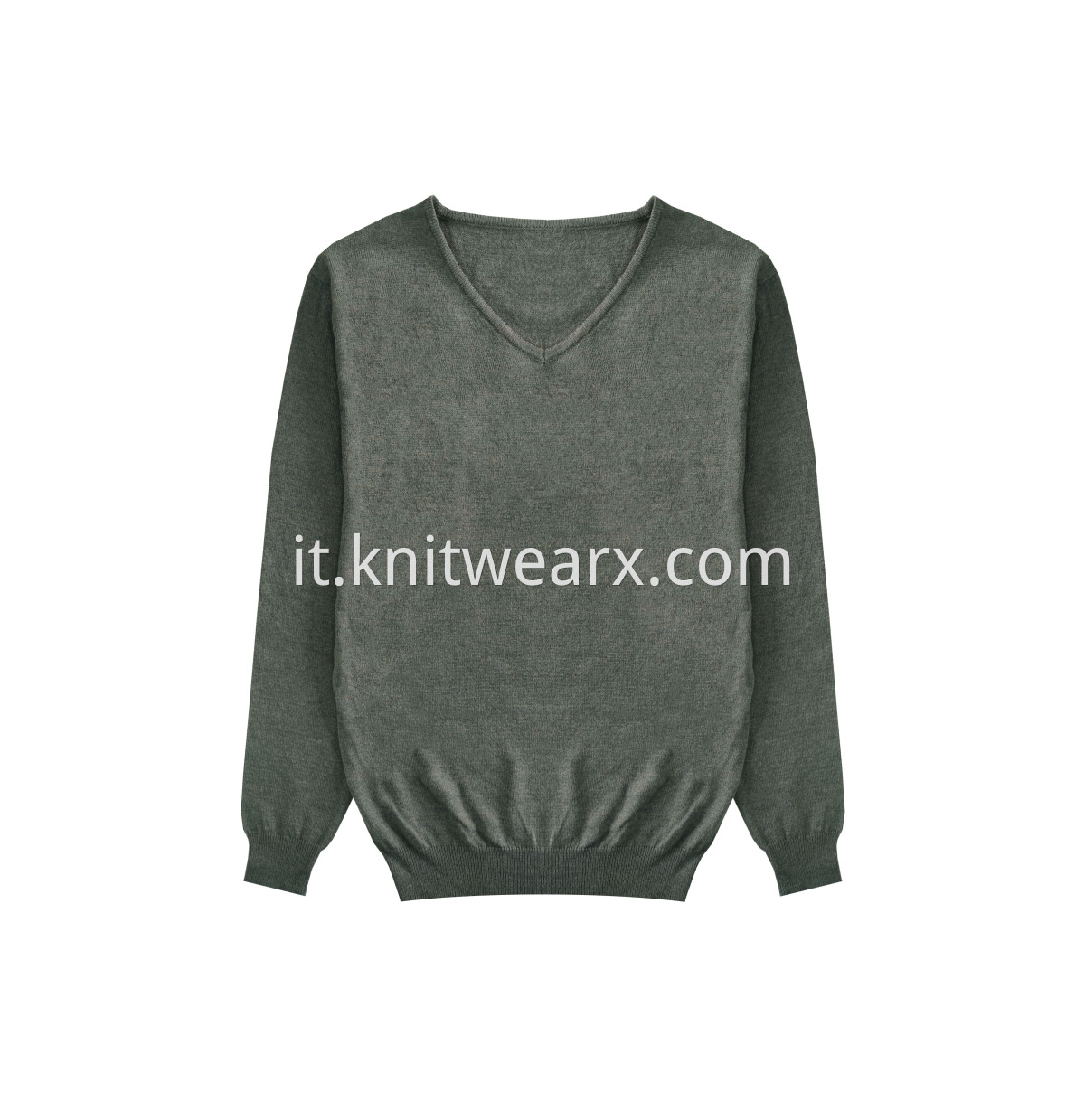 Men's Knitted Easy-care Wool V-neck Pullover